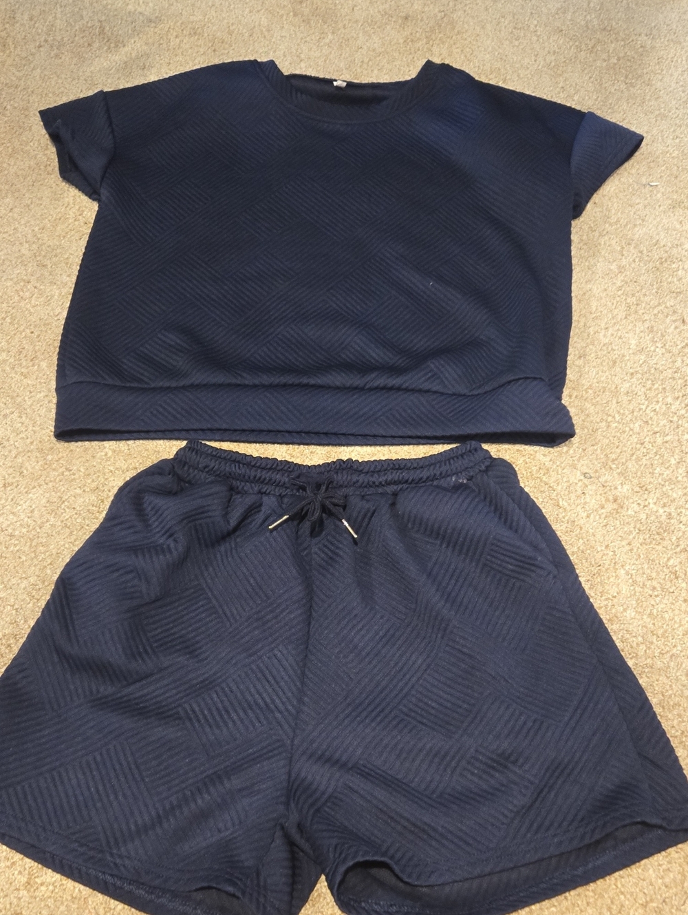 Navy Quilted Short Set